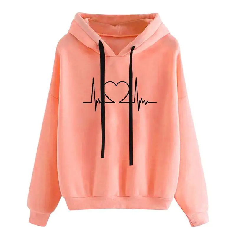 Women's Hoodies Sweatshirts Casual Printed Long Sleeve Pullover Blouses Drawstring Pullover Tops For Daily Life Outgoing