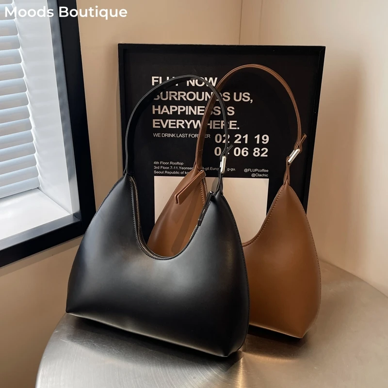 MOODS Fashion Underarm Shoulder Bags For Women PU Leather Pure Color Armpit Hobo Bag 2024 New Luxury Designer Purses And Handbag