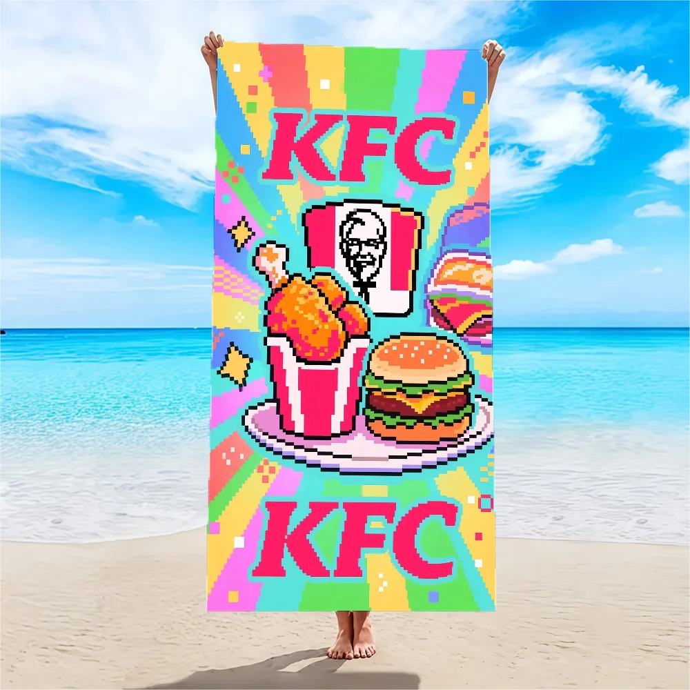 منشفة K-KFC مطبوعة على الموضة منشفة شاطئ من الألياف الدقيقة الماصة، سريعة الجفاف، للسباحة والتخييم واليوجا والشاطئ الخارجي #4