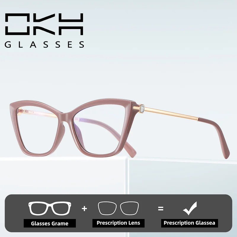 

OKH New Geometric Women's Cat Eye Frame Design Men's Anti-Blue Light Reading Glasses Customizable Prescription Myopia Glasses