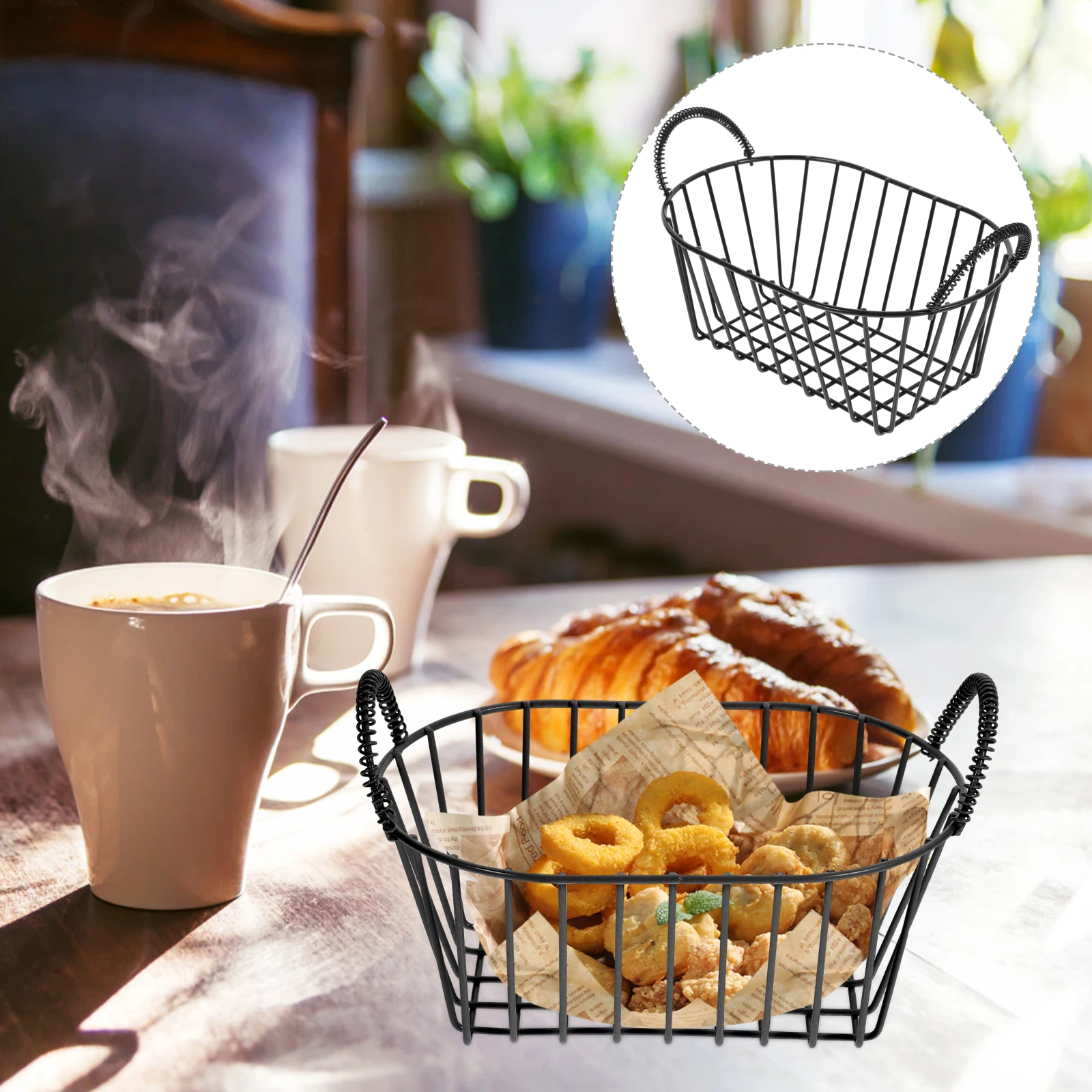 

Iron Fruit Basket Wire Storage Bread Baskets for Serving Vegetables Vintage Metal Small Vanity
