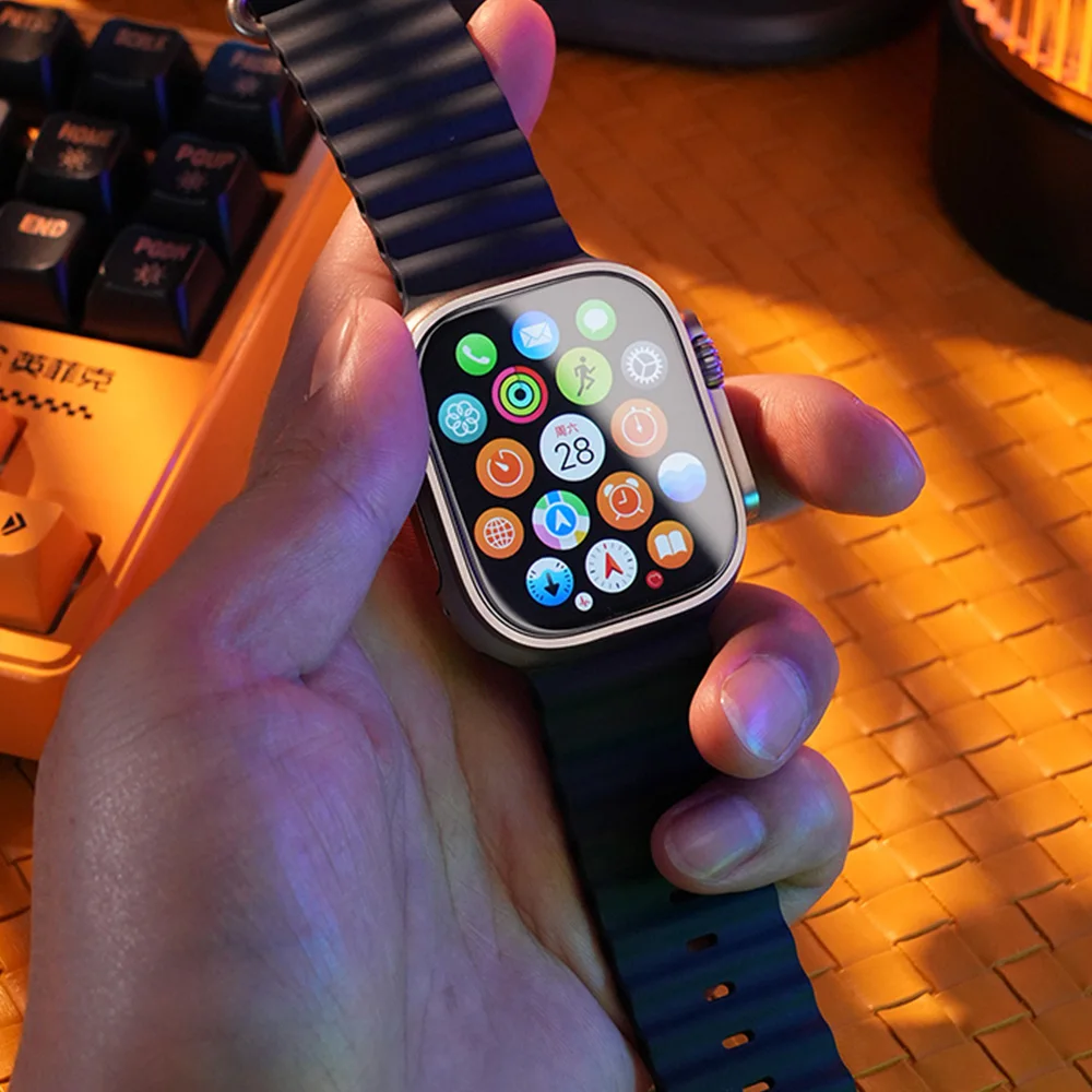 واقي شاشة لساعة أبل الترا 3 49 ملم مقاوم للماء تركيب المحاذاة التلقائية من الزجاج المقسى فيلم كامل iWatch Ultra 2 49 #4