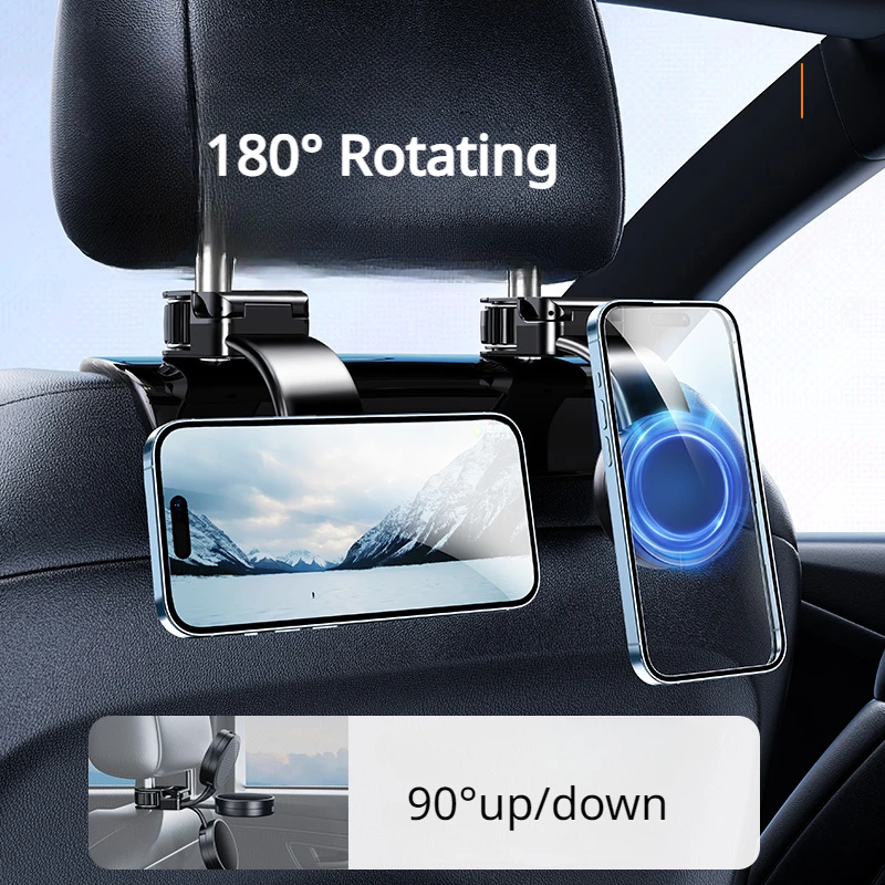 Hipacool 2 in 1 車載用背面磁気式スマホホルダー スタンド フック付き 車用シート収納フック 車載用スマホブラケット iPhone対応