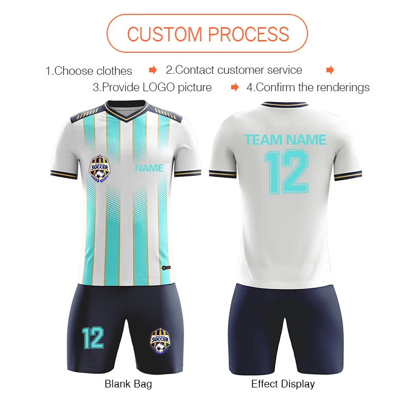 Custom Student Football Kit Training men football team tracksuit Personality customization Soccer jersey set DIY photo number