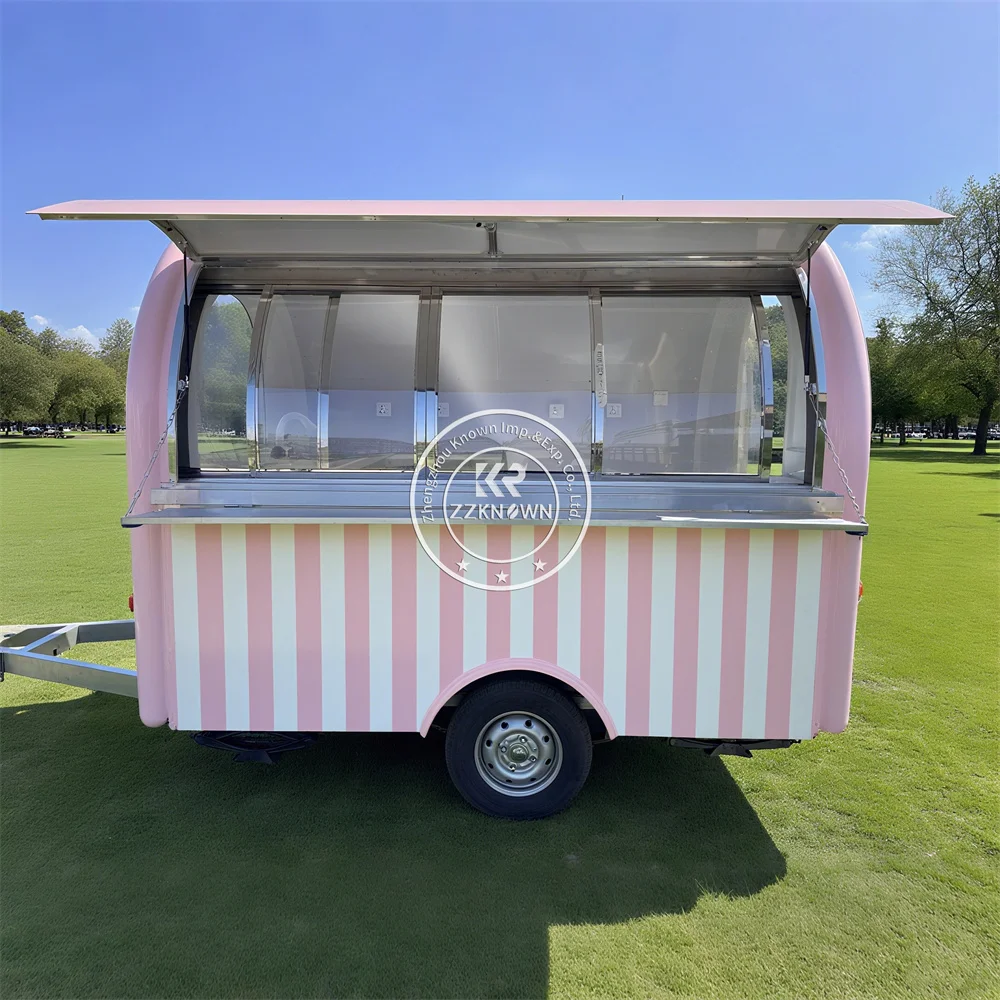 

Street Mobile Hot Dog Ice Cream Cart Food Trailer Fully Equipped Catering Trailer Concession Custom Food Truck With Full Kitchen