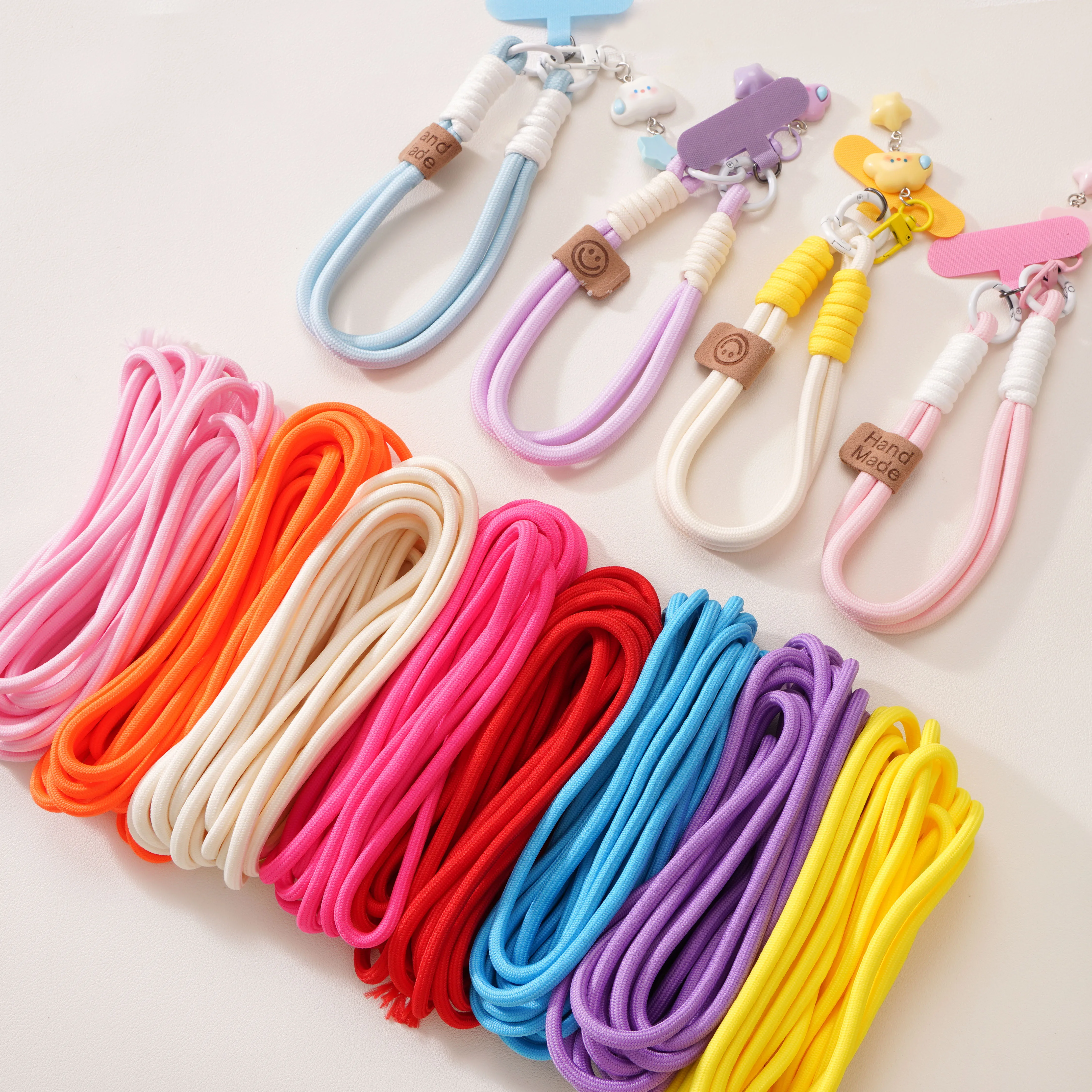 5M 5mm Solid Color Braided Polyester Rope Cord Nylon Thread For Diy Keyring Phone Chain Home Sewing Accessories Crafts Materials