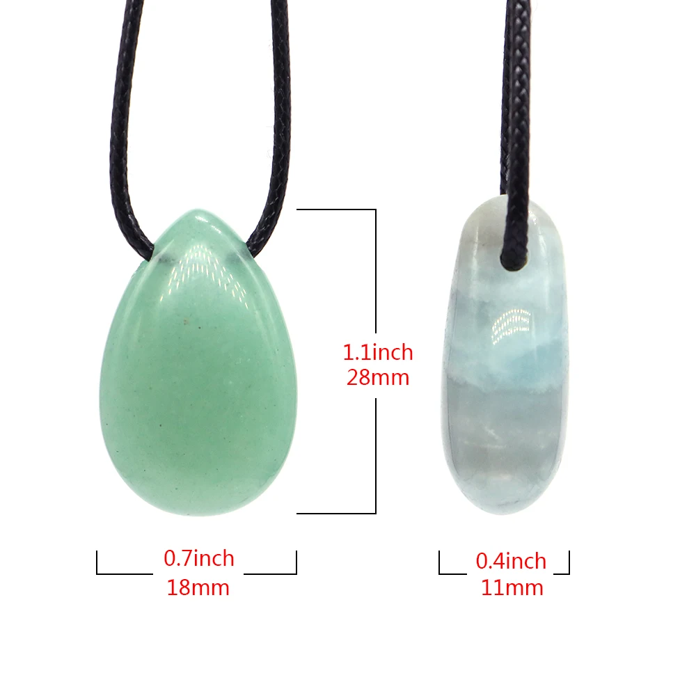 28x18mm Natural Drop Shape Stone Pendant Necklace Crystal Healing Quartz Charms for Fashion Jewelry Making DIY Accessories Gifts