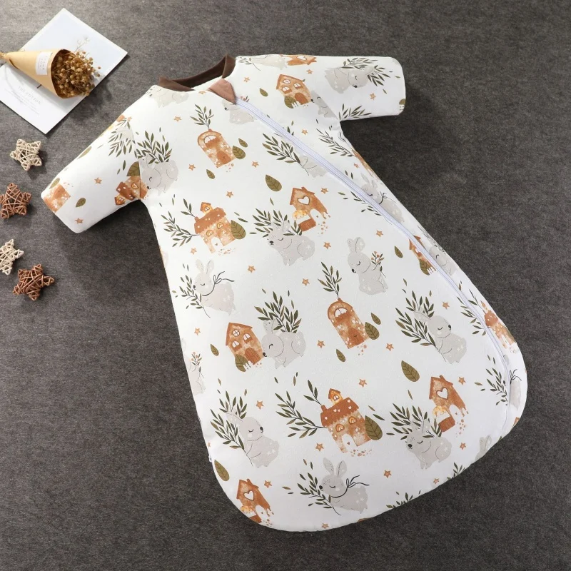 Baby zipper sleeping bag for 1-3 years old pure cotton autumn and winter baby cold kick padded sleeping bag for newborns
