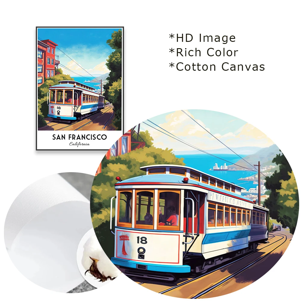 طباعة فنية جدارية ملونة من كاليفورنيا سيتي سكيب لديكور غرف النوم ، طباعة أفق سان أنجلوس ، لوحة قماشية للمناظر الطبيعية ، ملصق السفر #5