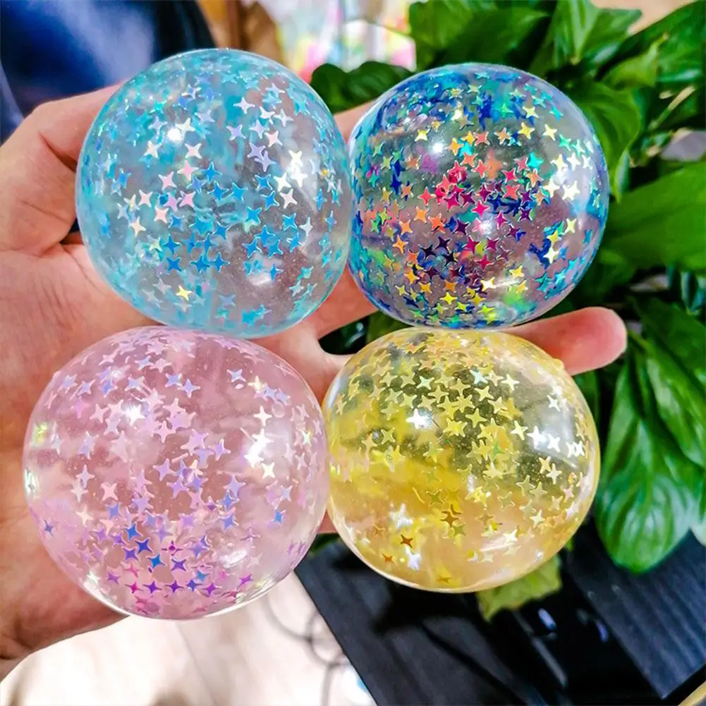 Elastic Anti-stress Ball Soft TPR Slow Rebound Sequins Maltose Ball Pinch Toy Stress Relief Squeezing Colored Ball Decompression