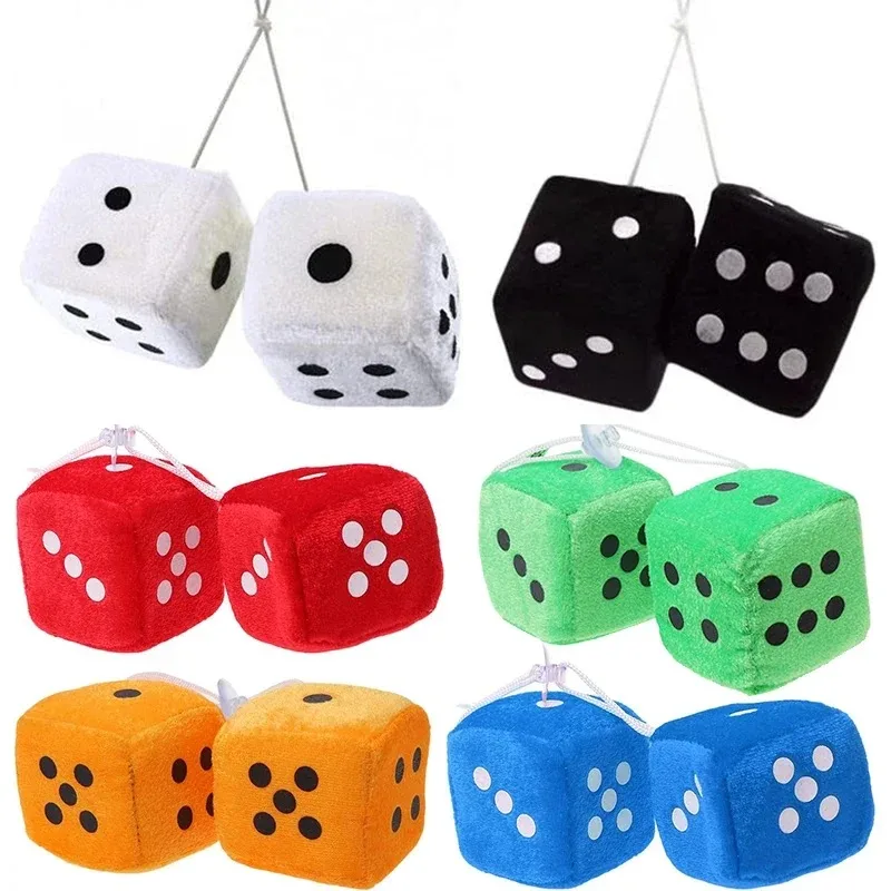

2PCS Auto SSoft Fuzzy Dice Dots Rear View Mirror Hanger Decoration Car Styling Interior Accessorie 6 Colors