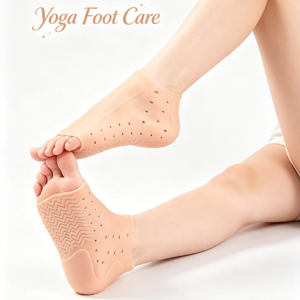 1Pair Deep Moisturizing Silicone Gel Foot Socks, Breathable Open-Toe Lightweight Fit with Non-Slip Sole for Dry Feet Rescue view 6