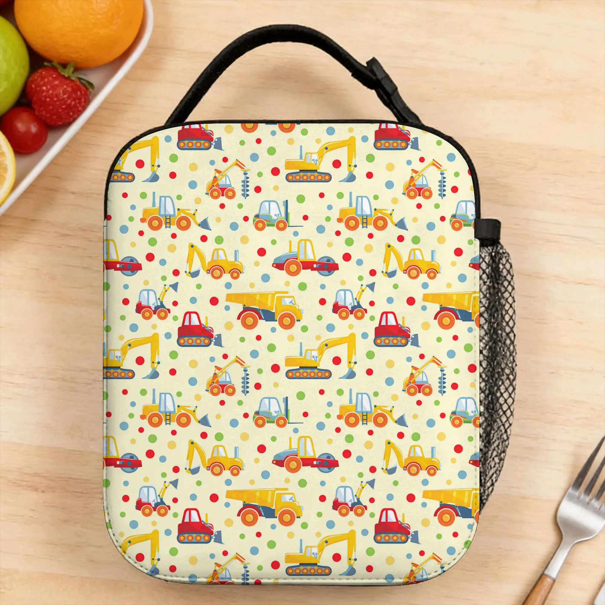 Toys heavy construction machines (1) Lunch Bag Office Portable Insulated Lunch Box For Women  Waterproof Print Cooler Bag