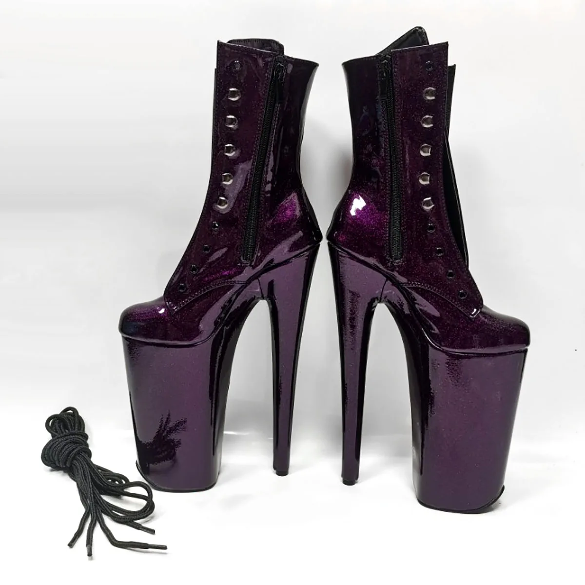 Motorcycle Ankle Boots 10-Inch High Heels 26CM Platform for Pole Dance Sexy Exotic Stripper Footwear Nightclub Rebellious Fashio