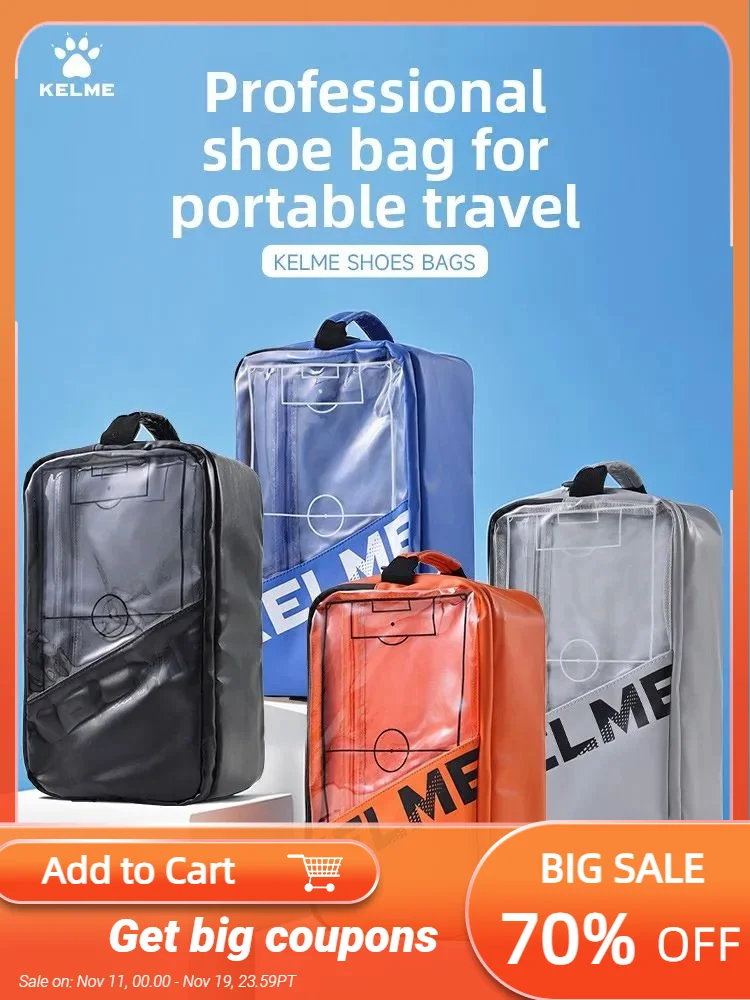 Kelme Football Shoe Bag Breathable Portable Handbag With Dry Wet Separation Single Shoulder Crossbody Storage Bag