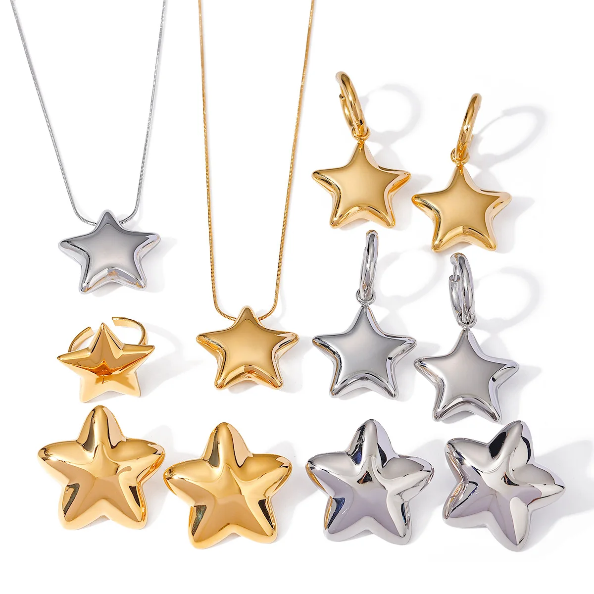 

Stainless Steel PVD 18K Gold Plated Tarnish Waterproof Star Necklace For Woman Jewelry Wholesale INS