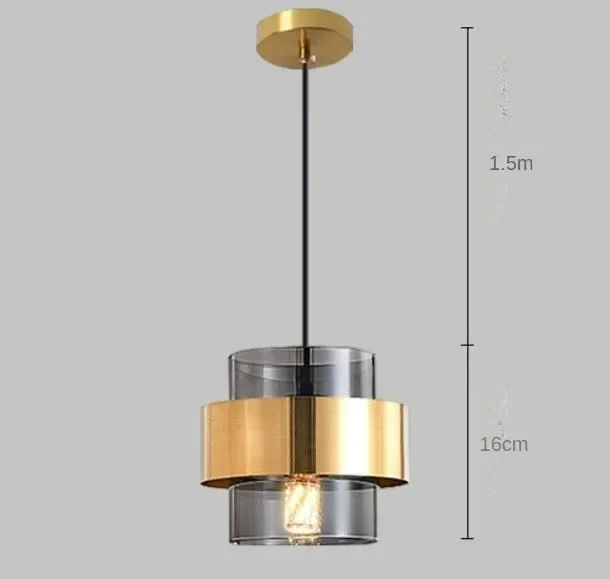 Moderne Glas Opknoping Lamp Restaurant Koffie Bar Ophanging Verlichting Armatuur Goud Smeedijzeren Glas Schaduw Creatieve Hanglamp