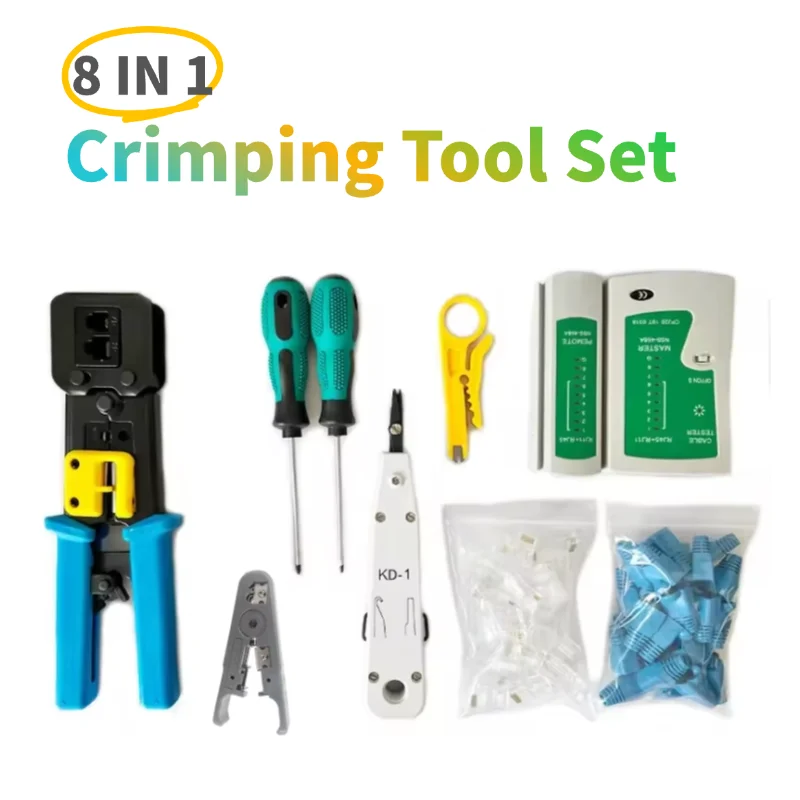 مجموعة أدوات العقص RJ45 لـ RJ11/RJ12/CAT5/CAT6/Cat5e مجموعة أدوات إصلاح الكمبيوتر المحلية