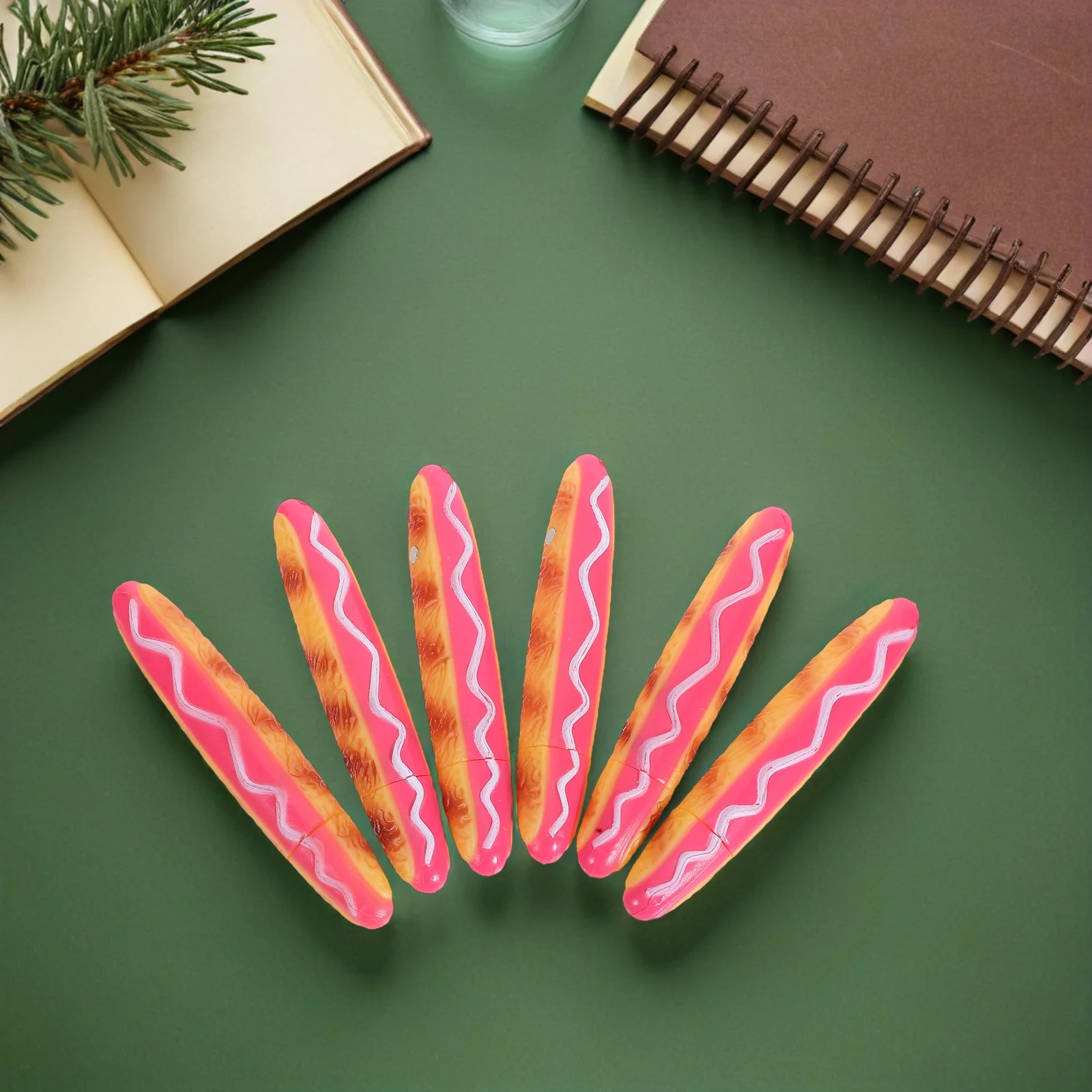 

6 Pcs Simulated Hot Dog Ballpoint Pen Back to School Supplies Cute Cartoon Bread