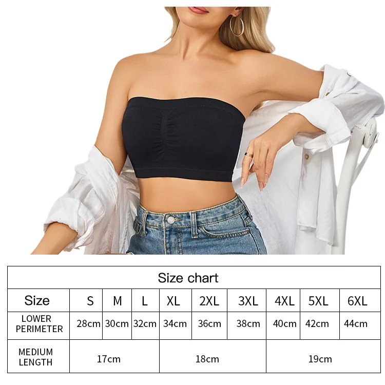 Plus Size Women's Tube Top Strapless Bra Wireless Women's Bra 5XL 6XL Stretch Strapless Bra Solid Color Invisible Beauty Back view 4