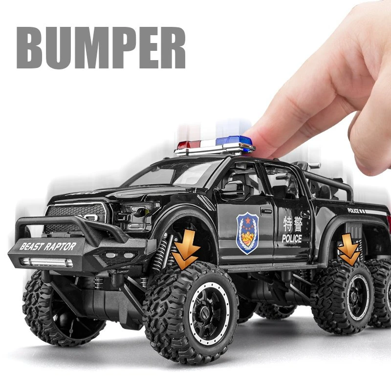 Ford Raptor F150, modèle de voiture en alliage moulé sous pression et jouet en métal, véhicules de police tout-terrain, simulation de modèle de voiture, cadeau pour enfants, 1:28, 514 up