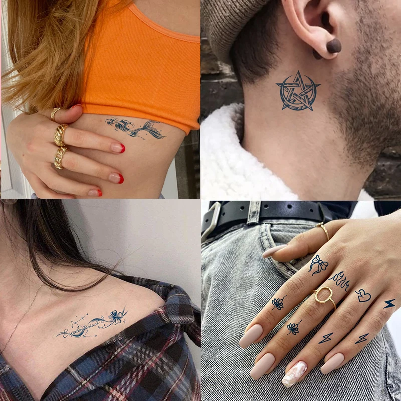 Tatuajes de tinta de jugo duraderos, tatuaje temporal impermeable, pegatina de serpiente, letra cruzada, tatuaje de brazo, arte corporal, sol, tatuaje falso, hombres y mujeres