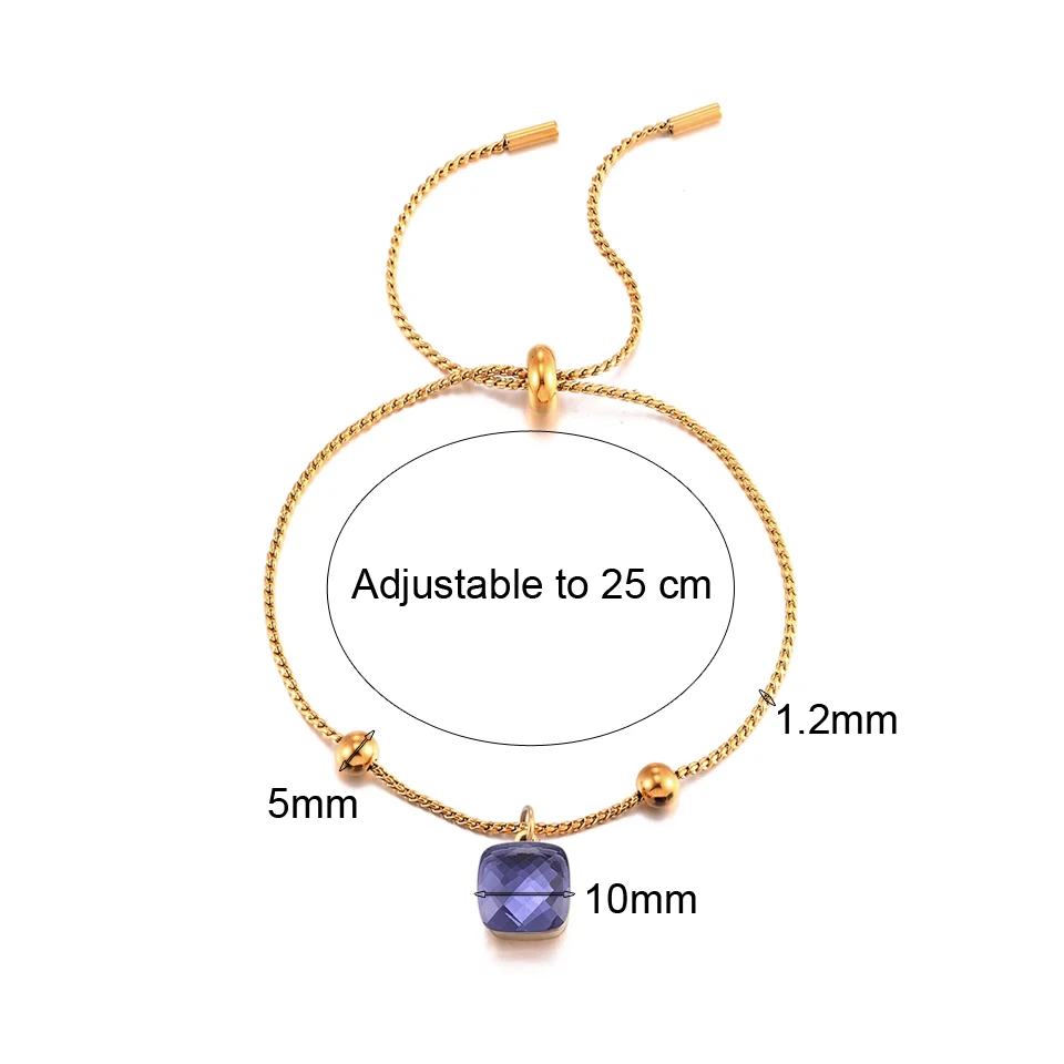 Simple Design Stainless Steel Adjustable Bangle Anklet Gold Color Snake Chain Bracelets for Women Girl 18 K Crystal Jewelry Gift