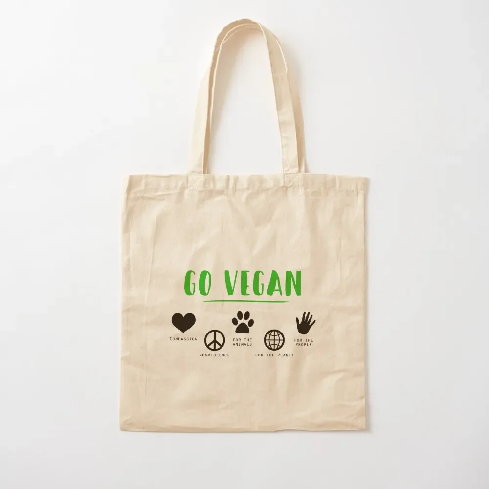 

Go vegan Tote Bag Reusable bags female bag Shopper bags for women Tote Bag