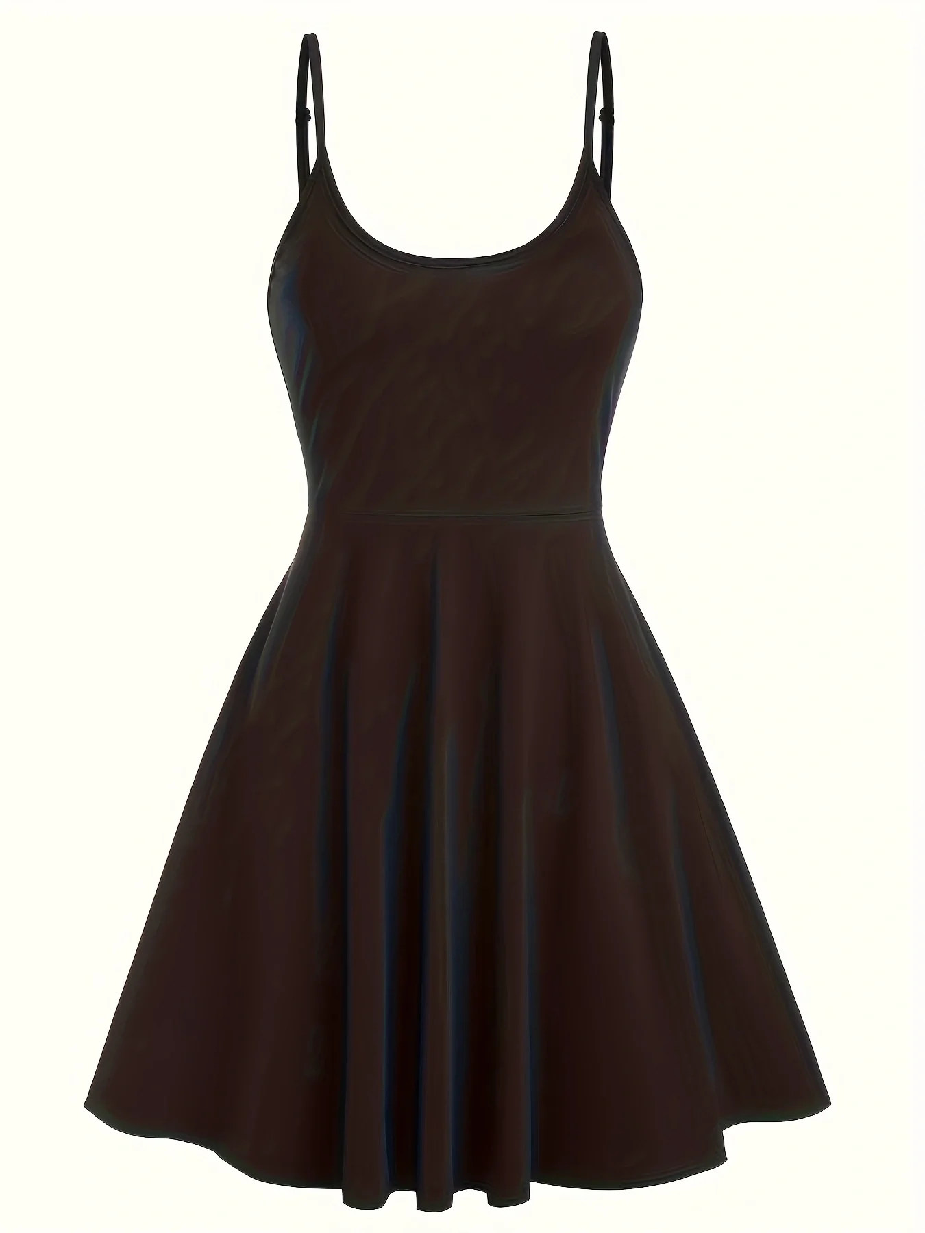 

Plus-size women’s summer casual versatile dress; adjustable thin-strap solid-color slip dress