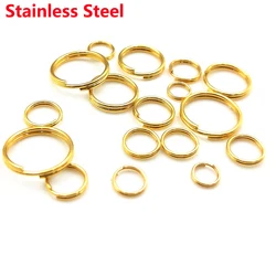 50/100PCS Stainless Steel Double Open Jump Rings Gold Plated Split Rings Connectors for DIY Jewelry Making Findings Wholesale