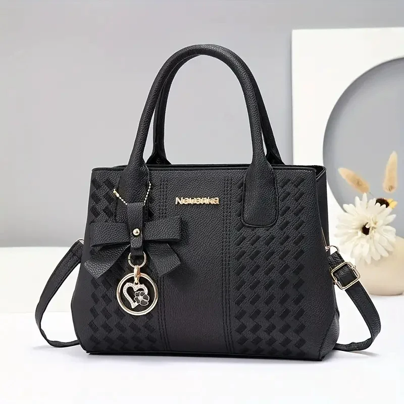 

Large Capacity Leather Embroidered Crossbody Handbag Women's Tote Bag Zipper Closure Material Top Handle Bags