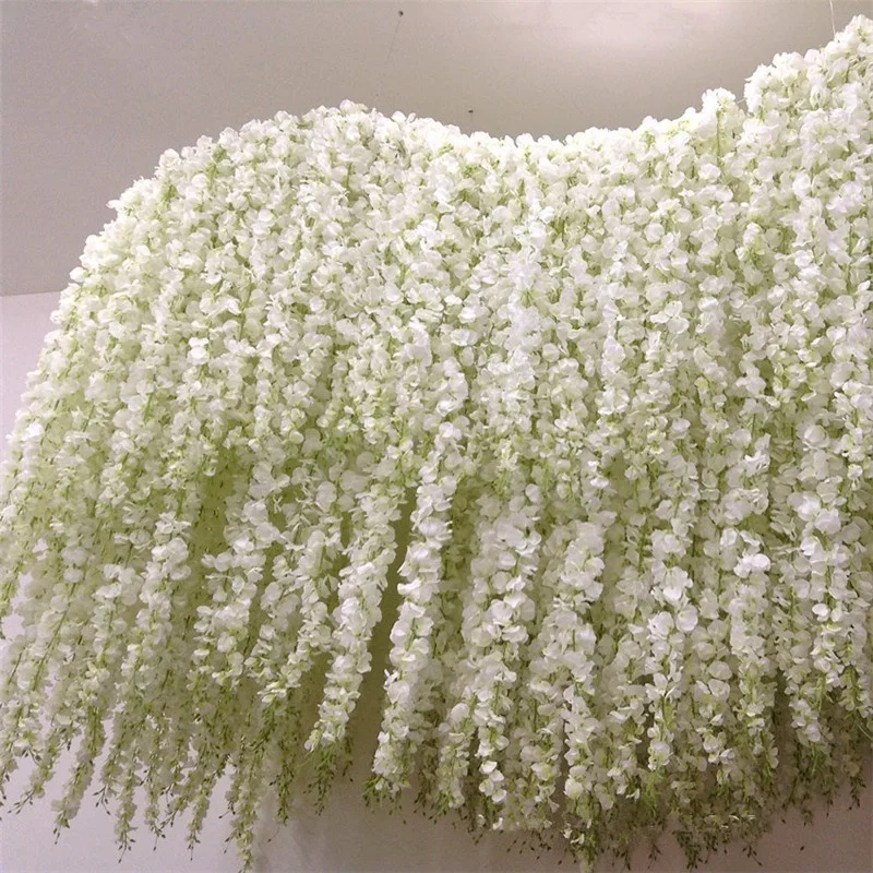 

10PCS Artificial Wisteria Flowers Vine 29 Inch Long Tailing Silk Flower Strings for Wall Hanging Wedding Arch Party Home Decor