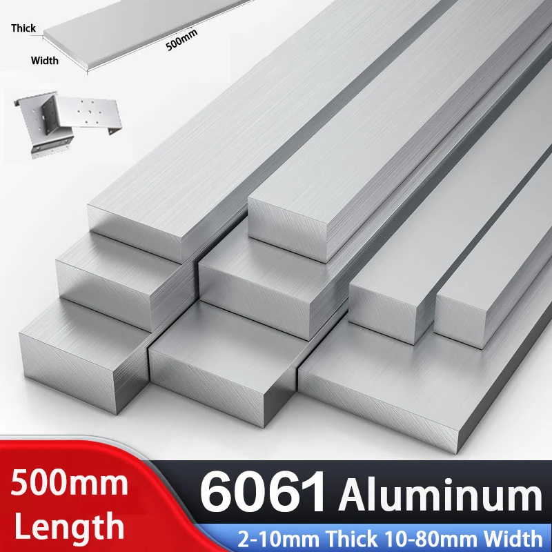 

Aluminum Fat Bar Strip 2-10mm Thickness 10-80mm Width 500mm Length Metal Solid Square Strip