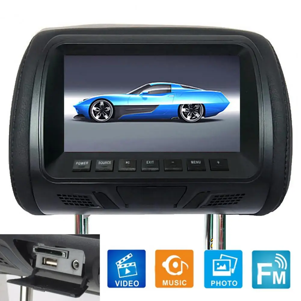 

7 Inch Headrest Monitor LCD Digital Display with Remote Control Car DVD Player Rear Seat Entertainment for DC12V Car