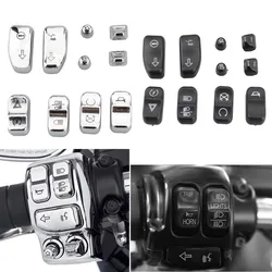 Moto Accessory Black Chrome Hand Control Switch Housing Buttons Caps For Harley Touring Electra Street Glide CVO 2014-2018 New