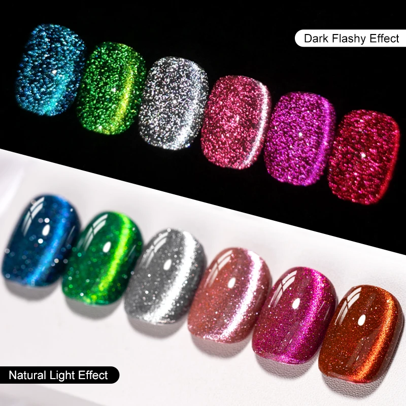 マジック反射猫磁気ジェルネイルポリッシュスパークリンググリッターセミパーマネント磁気ジェルUV/LEDソークオフUVジェルヴァンリッシュDIY