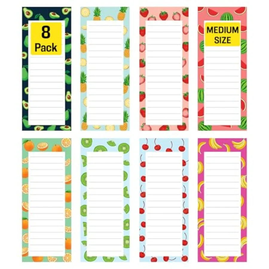 

8 Magnetic Notepads Notepads for Grocery List, Shopping List, To-Do List, Reminders Strong Magnetic Back Memo Notepad with Real