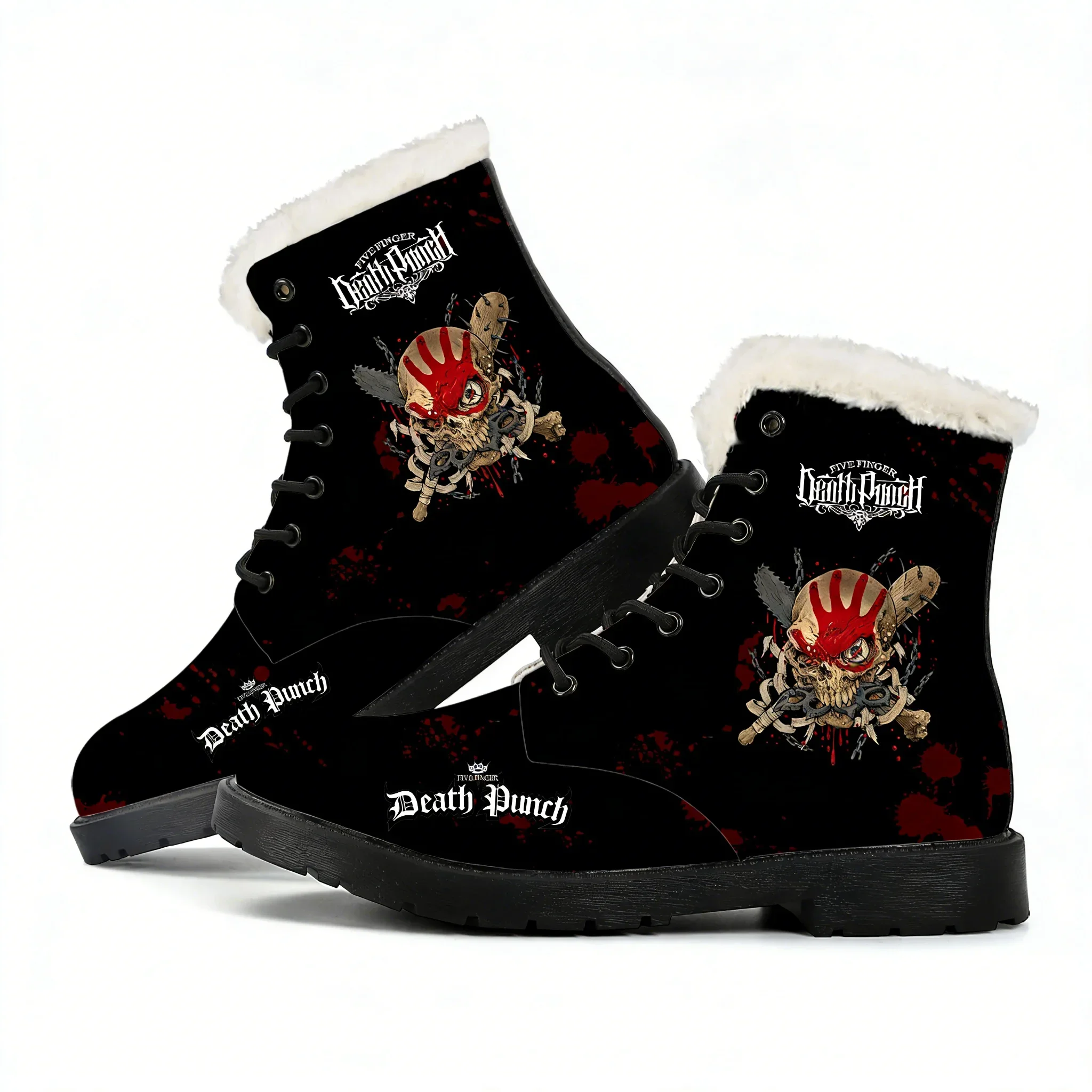 

Five Finger Death Punch Band Plush Boots Mens Womens Teenager Shoes Casual Boot Light Warm High Quality Couple Customize Shoe