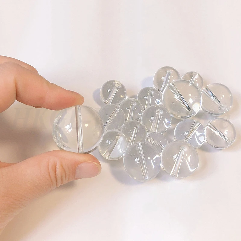 18-30mm Transparent Crystal Glass Bead with Hole Smooth Round Bead Ball Loose Bead for Bracelets Door Curtains Decorations DIY