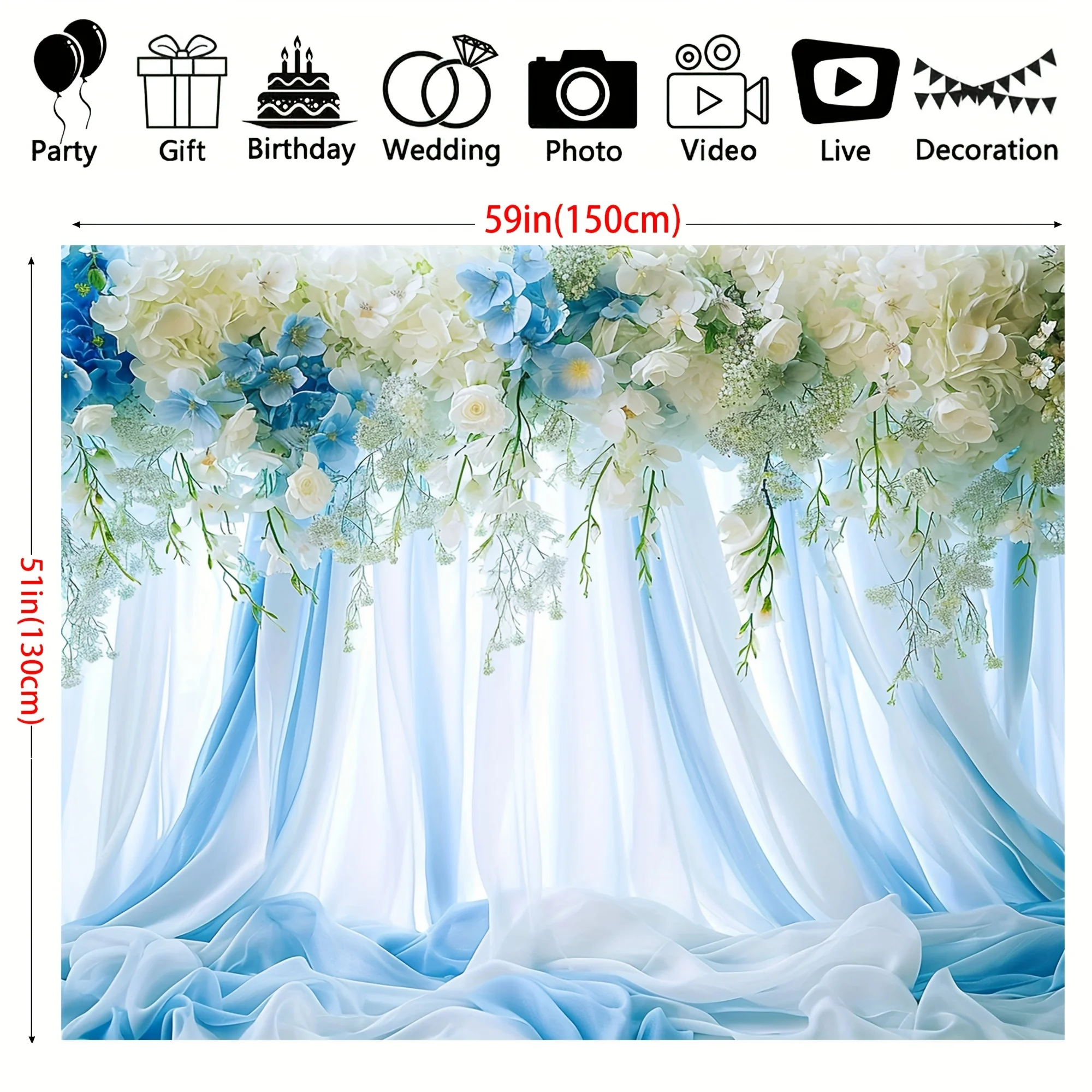 A bouquet of white and blue flowers on a spectacular background style sky blue background suitable for outdoor and home decor