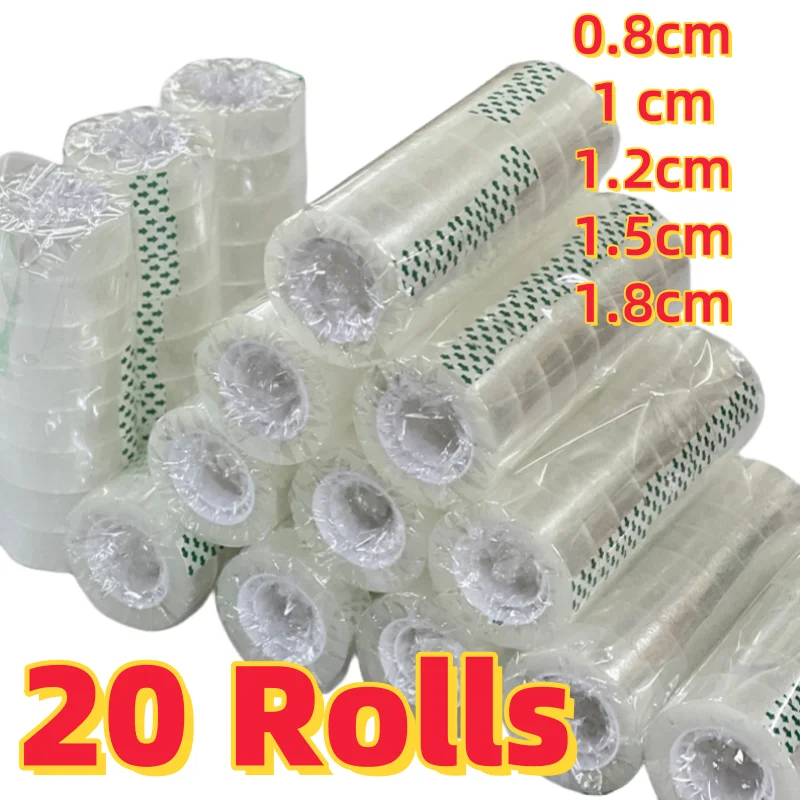 Transparent Tape 20-5 Rolls 0.8cm 1.2cm 1.8cm Clear Tape Refills for Dispenser Invisible Tape for Office Home School Supplies