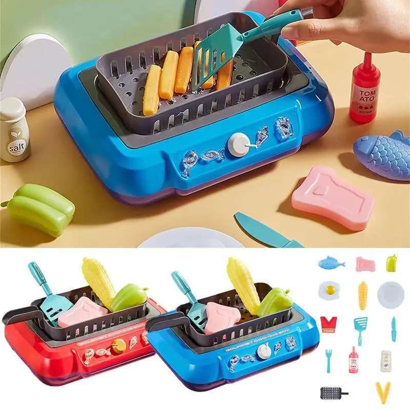 Kids Cooking Machine Toy Set, Brinquedos de Cozinha, Música e Luz, Mudança de Cor, Simulação, Comida, Fingir Brincadeiras, Presente para Crianças