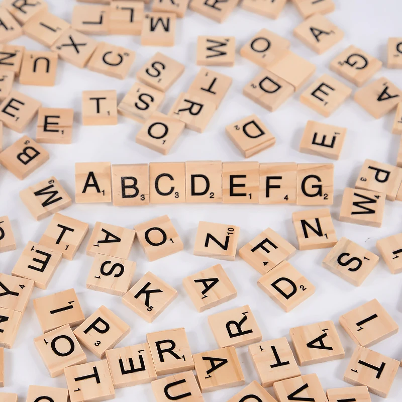家の装飾用のアルファベットタイル,木製の工芸品,結婚式のパーティー,クリスマスの飾り,デジタルパズル,子供のおもちゃ,100個