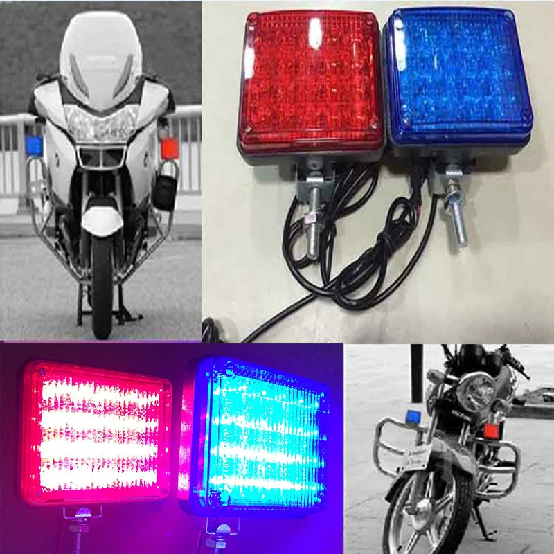 Red/Blue POLICE Motorcycle Truck Led driving flash light Fog light Moto Emergency warning Strobe flasher beacon signal 12V 24V