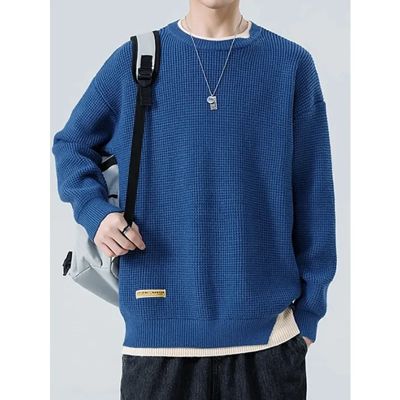 

3 Color Winter Knitted Sweater Men's Round Neck Solid Color Fashionable Sweaters Thick Style Mens Sweater