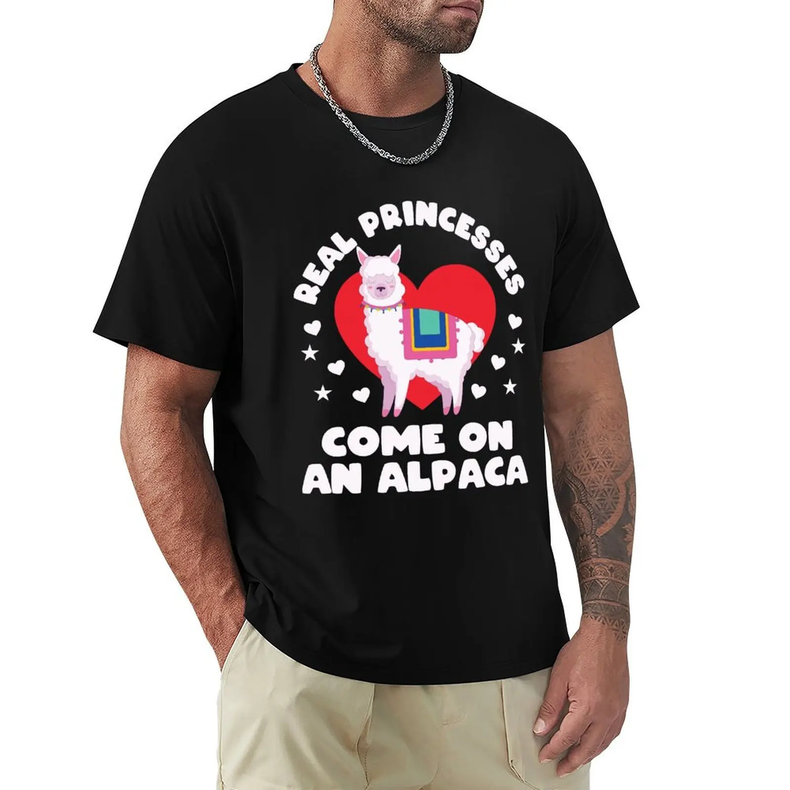 

Real Princesses Come On An Alpaca T-Shirt street wear quick-drying mens graphic t-shirts big and tall