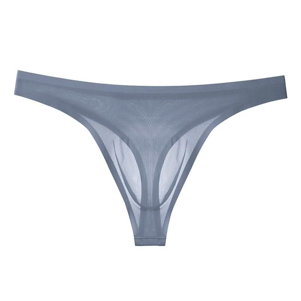 Comfortable Low Waist Men Ice Silk Thongs Underpants Solid Color Men's Panties Underwear Lingerie Male Briefs Men