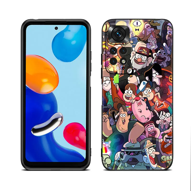 Gravity Falls Black Phone Case For Xiaomi Redmi Note 12 + 11 11S 11T 11E 10 10T 5G 10S 9S 9 8T 7 6 Pro Silicone Cover