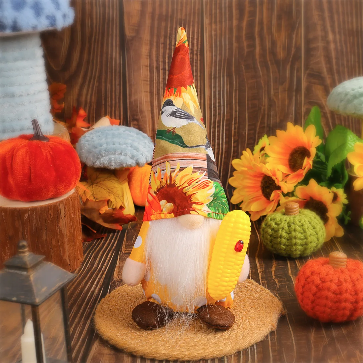 New Harvest Festival Thanksgiving Hugging Corn Doll Decorations Cute Rudolph Midget Faceless Doll Tabletop Decoration Supplies