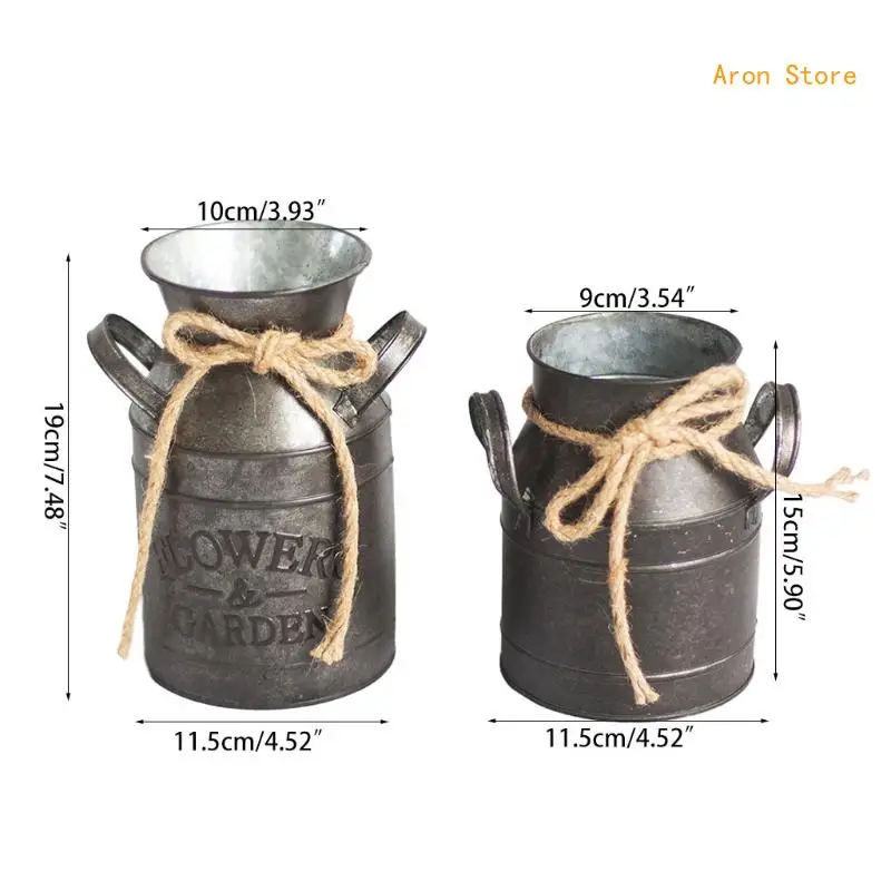 Flower Pot Iron Home Retro Flower Vase Garden Plant Flowerpot Succulent Decor H3CF